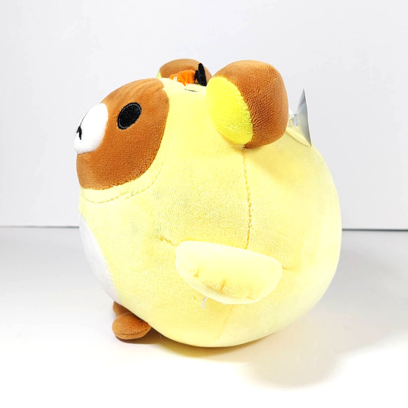 Rilakkuma Duck Outfit Round Yellow Brown Plush w/ Shiba Inu Bow Tie Plush SET - Picture 3 of 10